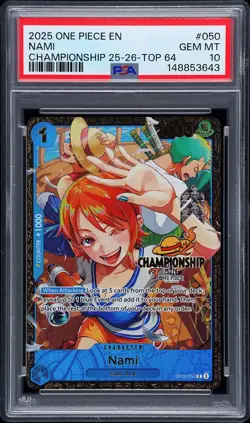 2025 ONE PIECE PROMOS CHAMP 25-26-TOP 64 #050 NAMI PSA 10 - Image 1