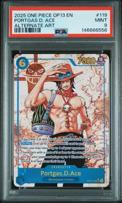 2025 ONE PIECE OP13-CARRYING ON HIS WILL ALTERNATE ART #119 PORTGAS D. ACE PSA 9 - Image 1