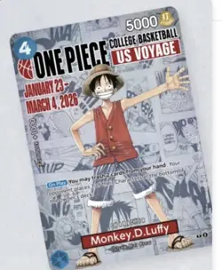One Piece Monkey.D.Luffy US College Basketball Promo Card PRESALE SGA - Image 1