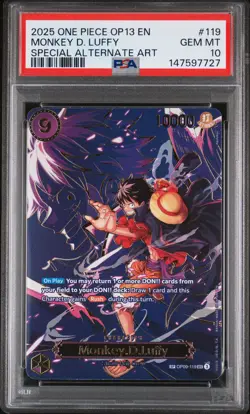 2025 ONE PIECE CARRYING ON HIS WILL SPECIAL ALTERNATE ART MONKEY D. LUFFY PSA 10 - Image 1