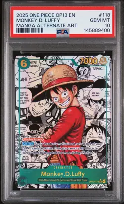 2025 ONE PIECE MANGA ALTERNATE ART OP13-118 MONKEY D. LUFFY PSA 10 - Image 1