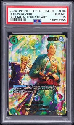 2026 ONE PIECE OP14-EB04-SPECIAL ALTERNATE ART #006 RORONOA ZORO PSA 10 - Image 1