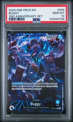 2025 ONE PIECE ENGLISH VERSION 2ND ANV SET #042 BUGGY PSA 10 - Image 1