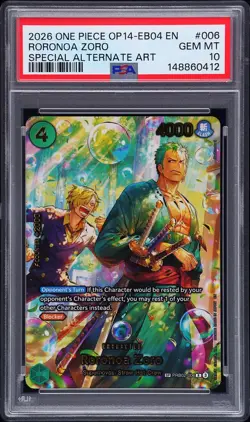 2026 ONE PIECE OP14-EB04-THE AZURE SEA'S SEVEN #006 RORONOA ZORO PSA 10 - Image 1