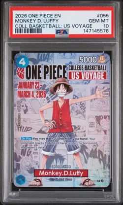 2026 ONE PIECE PROMOS ONE PIECE COLLEGE BK: US VOYAGE MONKEY D. LUFFY PSA 10 - Image 1