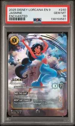 2025 DISNEY LORCANA EN 9-FABLED ENCHANTED JASMINE - FEARLESS PRINCESS PSA 10 - Image 1