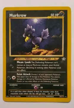 Pokemon Card Murkrow 2000 Neo Genesis Set 24/111 Regular Condition Vintage - Image 1