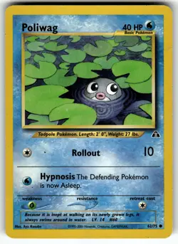 Poliwag 62/75 Neo Discovery MP Pokemon Card TCG - Image 1