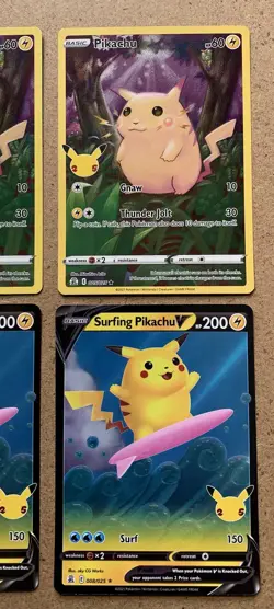 Pokemon Celebrations 25th Anniversary Pikachu 10-Card Lot V-Union VMAX Surfing - Image 4