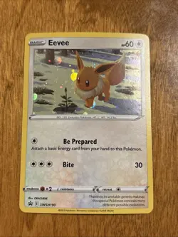 Eevee Pokemon Card Brilliant Stars SWSH190 Black Star Holo Promo 2022 LP Swirl - Image 1