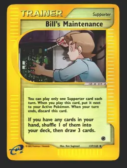 Pokemon Bill's Maintenance 137/165 Uncommon Reverse Holo PL Expedition Card NM - Image 1