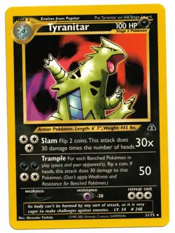 Pokemon Card: Tyranitar 31/75 Neo Discovery Set Rare! EX - Image 1
