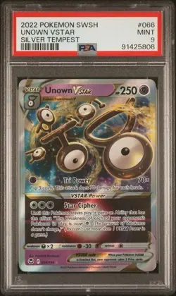 Pokemon Unown V Star PSA 9 Mint Full Art Rare 066/195 Silver Tempest Card TCG - Image 1