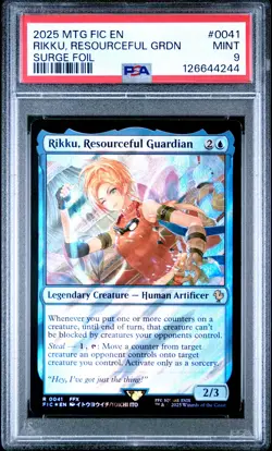 2025 MTG FINAL FANTASY COMMANDER SURGE FOIL RIKKU, RESOURCEFUL GUARDIAN PSA 9 - Image 1
