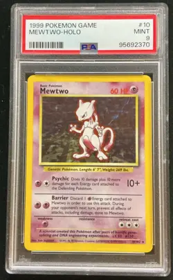 1999 Vintage Pokemon Mewtwo 010/102 Base Set Holo PSA 9 Rare - Image 1