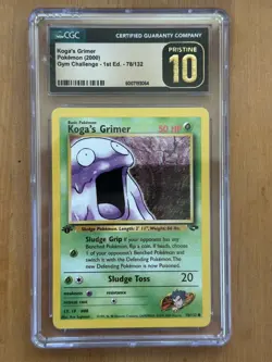 CGC PRISTINE 10 Koga's Grimer 78/132 Gym Challenge WOTC 2000 Pokemon POP 5 - Image 1
