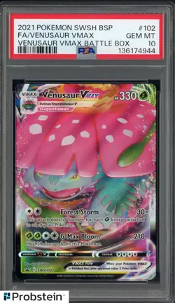 2021 Pokemon SWSH BSP Venusaur Battle Box #102 FA Venusaur VMAX PSA 10 - Image 1