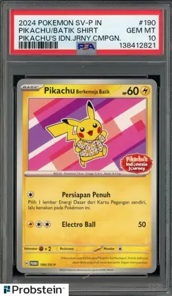 #2 2024 Pokemon SV-P Pikachu's Indonesian Journey Pikachu Berkemeja Batik PSA 10 - Image 1