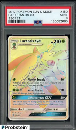 2017 Pokemon Sun & Moon Secret #150 FA Lurantis GX PSA 9 MINT - Image 1
