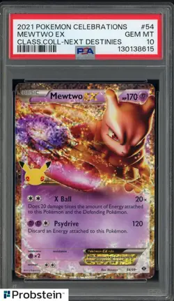 2021 Pokemon Celebrations Classic Next Destinies #54 Mewtwo EX PSA 10 - Image 1