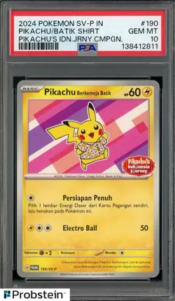 #1 2024 Pokemon SV-P Pikachu's Indonesian Journey Pikachu Berkemeja Batik PSA 10 - Image 1