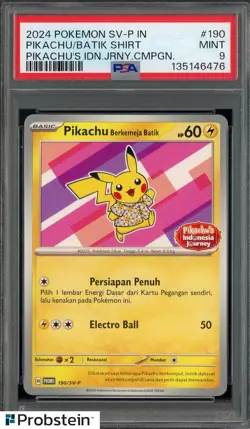 #2 2024 Pokemon SV-P Pikachu's Indonesian Journey Pikachu Berkemeja Batik PSA 9 - Image 1