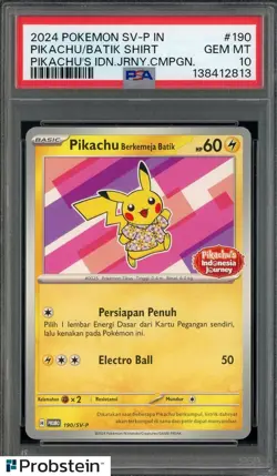 #3 2024 Pokemon SV-P Pikachu's Indonesian Journey Pikachu Berkemeja Batik PSA 10 - Image 1