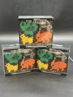 Lot of (3) Pokemon TCG SWSH Evolving Skies Elite Trainer Box ETB Sealed - Image 1