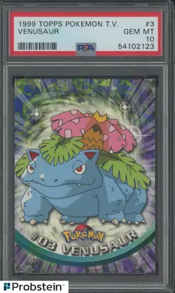 1999 Pokemon T.V. Topps #3 Venusaur PSA 10 GEM MINT - Image 1