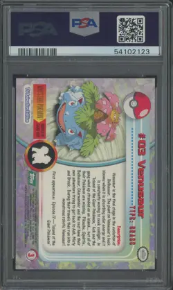 1999 Pokemon T.V. Topps #3 Venusaur PSA 10 GEM MINT - Image 2