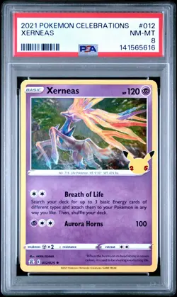 2021 POKEMON CELEBRATIONS #012 XERNEAS PSA 8 - Image 1