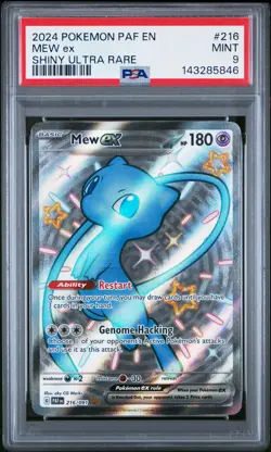 2024 POKEMON PAF EN-PALDEAN FATES SHINY ULTRA RARE #216 MEW EX PSA 9 - Image 1
