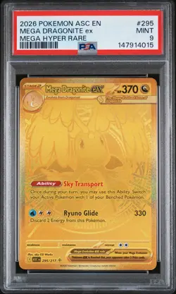 2026 POKEMON ASC EN-ASCENDED HEROES MEGA HYPER RARE #295 MEGA DRAGONITE EX PSA 9 - Image 1