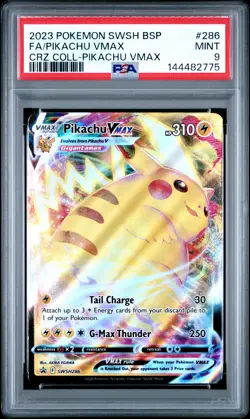 2023 POKEMON SWSH CROWN ZENITH COLLECTIONS #286 FULL ART/PIKACHU VMAX PSA 9 - Image 1