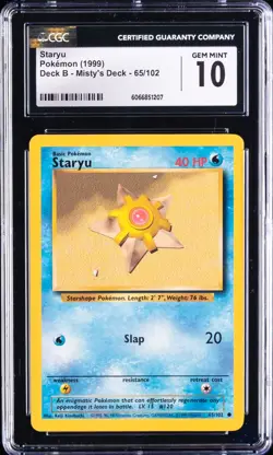 1999 Vintage Pokemon Staryu Misty's Deck B #65 CGC 10 Gem Mint RARE RED BACK - Image 2