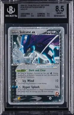 2004 POKEMON ROCKET'S SUICUNE TEAM ROCKET RETURNS EX BGS 8.5 HOLO #105/109 - Image 1