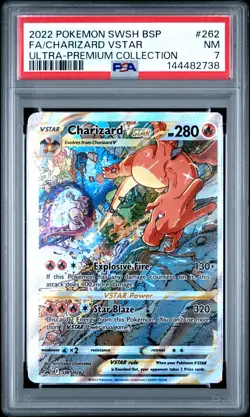 2022 POKEMON SWSH BLACK STAR PROMO #262 FULL ART/CHARIZARD VSTAR PSA 7 - Image 1