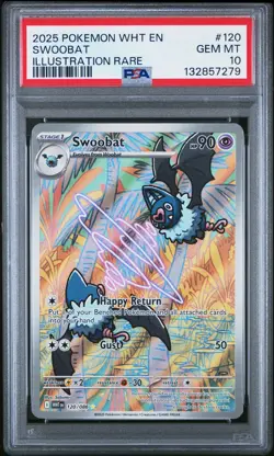 2025 Pokemon WHT EN-White Flare Swoobat Illustration Rare PSA 10 #120 IR - Image 1