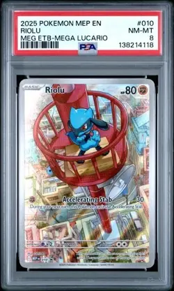 RIOLU #010 PSA 8 2025 POKEMON MEP EN-MEG ETB BLACK STAR PROMO MEGA LUCARIO - Image 1