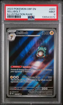 2023 POKEMON OBF EN-OBSIDIAN FLAMES ILLUSTRATION RARE #201 BELLIBOLT PSA 9 - Image 1