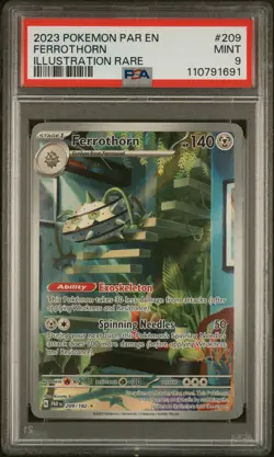 2023 POKEMON PAR EN-PARADOX RIFT ILLUSTRATION RARE #209 FERROTHORN PSA 9 - Image 1