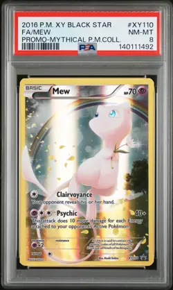 2016 POKEMON XY BLACK STAR PROMO MYTHICAL POKEMON COLL #XY110 FULL ART/MEW PSA 8 - Image 1