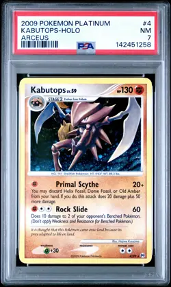 2009 POKEMON PLATINUM ARCEUS #4 KABUTOPS-HOLO PSA 7 - Image 1