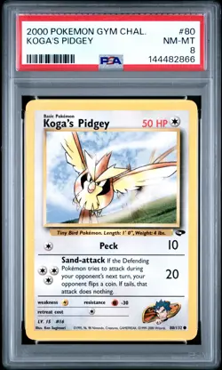 2000 POKEMON GYM CHALLENGE #80 KOGA'S PIDGEY PSA 8 - Image 1