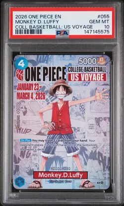 2026 ONE PIECE PROMOS ONE PIECE COLLEGE BK: US VOYAGE MONKEY D. LUFFY PSA 10 - Image 1