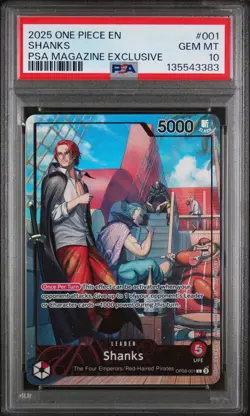 2025 ONE PIECE PROMOS PSA MAGAZINE EXCLUSIVE #001 SHANKS PSA 10 - Image 1
