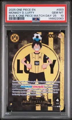 2025 ONE PIECE PROMOS BVB X ONE PIECE MATCH DAY 2025 #003 MONKEY D. LUFFY PSA 10 - Image 1