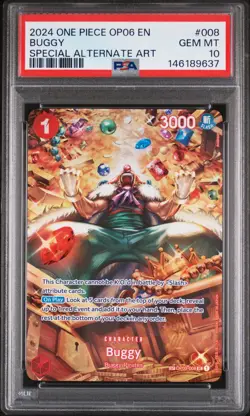 2024 ONE PIECE OP06-WINGS OF THE CAPTAIN SPECIAL ALTERNATE ART #008 BUGGY PSA 10 - Image 1