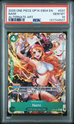 2026 ONE PIECE OP14-EB04-THE AZURE SEA'S SEVEN ALTERNATE ART #031 NAMI PSA 10 - Image 1