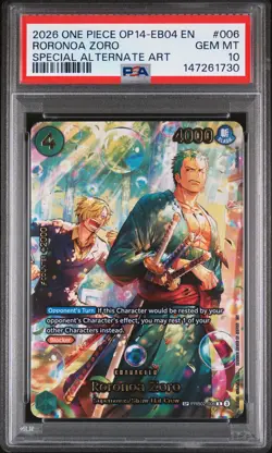 2026 ONE PIECE OP14-EB04-SPECIAL ALTERNATE ART #006 RORONOA ZORO PSA 10 - Image 1